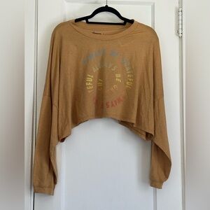 NWOT American Eagle Long-sleeved Cropped Yellow Tee, size S